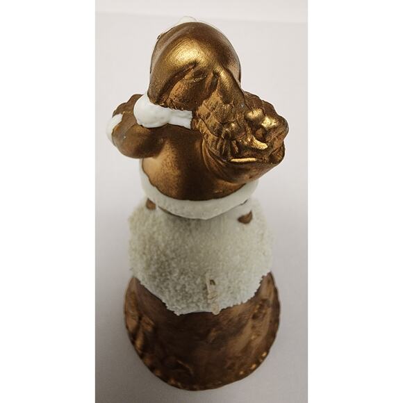 Vintage World Bazaars Inc. Holiday Collection Gold Suited Porcelain Santa Bell - Picture 6 of 10